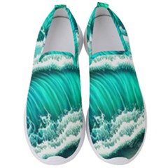 Ocean Waves Design In Pastel Colors Men s Slip On Sneakers by GardenOfOphir