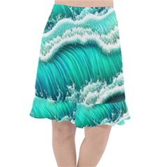 Ocean Waves Design In Pastel Colors Fishtail Chiffon Skirt by GardenOfOphir