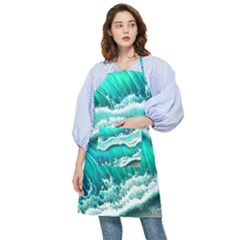 Ocean Waves Design In Pastel Colors Pocket Apron by GardenOfOphir