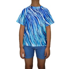 Nature Ocean Waves Kids  Short Sleeve Swimwear by GardenOfOphir