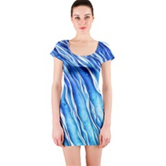 Nature Ocean Waves Short Sleeve Bodycon Dress by GardenOfOphir