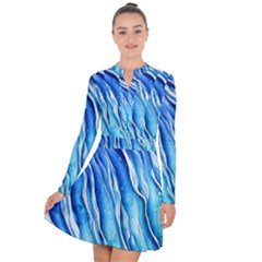 Nature Ocean Waves Long Sleeve Panel Dress by GardenOfOphir