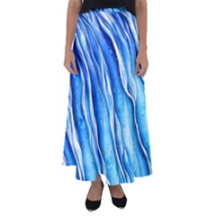 Nature Ocean Waves Flared Maxi Skirt by GardenOfOphir