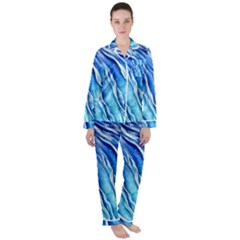 Nature Ocean Waves Women s Long Sleeve Satin Pajamas Set	 by GardenOfOphir