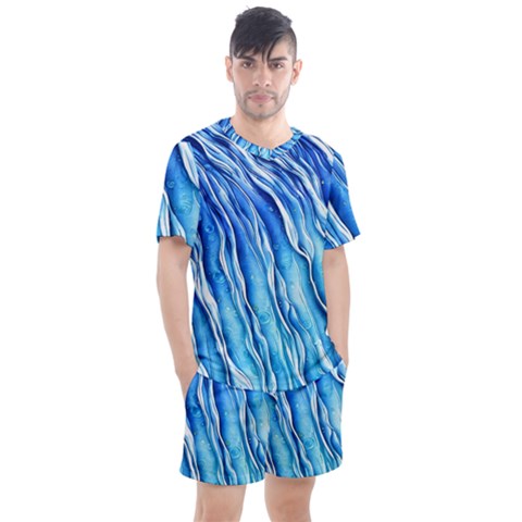 Nature Ocean Waves Men s Mesh Tee And Shorts Set by GardenOfOphir