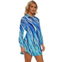 Nature Ocean Waves Womens Long Sleeve Shirt Dress View3