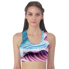 Pink Wave Crashing On The Shore Sports Bra by GardenOfOphir