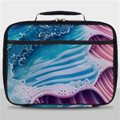 Pink Wave Crashing On The Shore Full Print Lunch Bag by GardenOfOphir