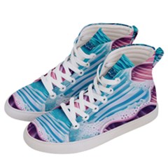 Pink Wave Crashing On The Shore Women s Hi-top Skate Sneakers by GardenOfOphir