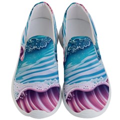 Pink Wave Crashing On The Shore Men s Lightweight Slip Ons by GardenOfOphir