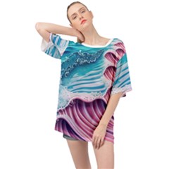 Pink Wave Crashing On The Shore Oversized Chiffon Top by GardenOfOphir