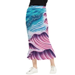 Pink Wave Crashing On The Shore Maxi Fishtail Chiffon Skirt by GardenOfOphir