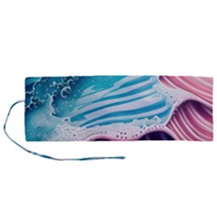 Pink Wave Crashing On The Shore Roll Up Canvas Pencil Holder (m) by GardenOfOphir