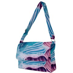 Pink Wave Crashing On The Shore Full Print Messenger Bag (l) by GardenOfOphir