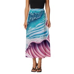 Pink Wave Crashing On The Shore Classic Midi Chiffon Skirt