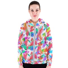 Feathers Pattern Background Colorful Plumage Women s Zipper Hoodie by Ravend