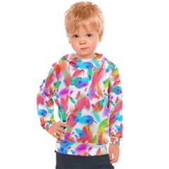 Feathers Pattern Background Colorful Plumage Kids  Hooded Pullover