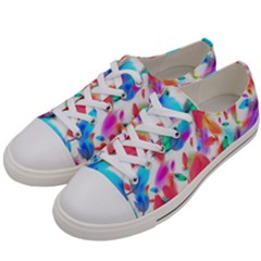 Feathers Pattern Background Colorful Plumage Women s Low Top Canvas Sneakers by Ravend