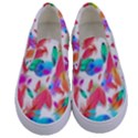 Feathers Pattern Background Colorful Plumage Kids  Canvas Slip Ons View1