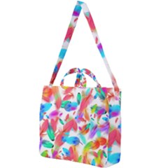 Feathers Pattern Background Colorful Plumage Square Shoulder Tote Bag by Ravend