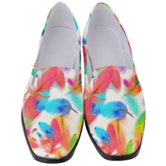 Feathers Pattern Background Colorful Plumage Women s Classic Loafer Heels by Ravend