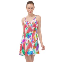 Feathers Pattern Background Colorful Plumage Summer Time Chiffon Dress by Ravend