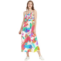 Feathers Pattern Background Colorful Plumage Boho Sleeveless Summer Dress by Ravend