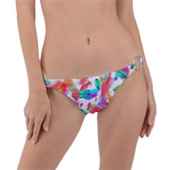 Feathers Pattern Background Colorful Plumage Ring Detail Bikini Bottoms by Ravend