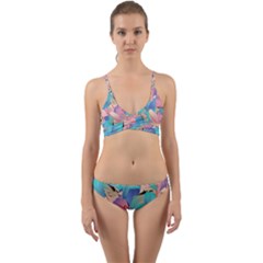 Painting Watercolor Abstract Design Artistic Ink Wrap Around Bikini Set by Ravend