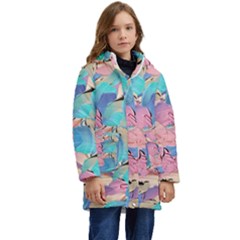 Painting Watercolor Abstract Design Artistic Ink Kid s Hooded Longline Puffer Jacket by Ravend