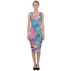 Painting Watercolor Abstract Design Artistic Ink Sleeveless Pencil Dress by Ravend