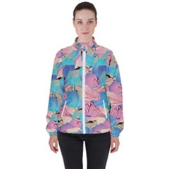 Painting Watercolor Abstract Design Artistic Ink Women s High Neck Windbreaker by Ravend