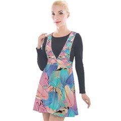 Painting Watercolor Abstract Design Artistic Ink Plunge Pinafore Velour Dress by Ravend