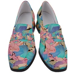 Painting Watercolor Abstract Design Artistic Ink Women s Chunky Heel Loafers by Ravend