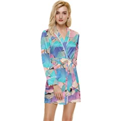 Painting Watercolor Abstract Design Artistic Ink Long Sleeve Satin Robe by Ravend