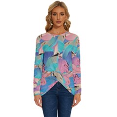 Painting Watercolor Abstract Design Artistic Ink Long Sleeve Crew Neck Pullover Top by Ravend