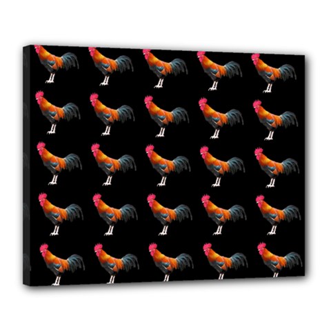 Background Pattern Chicken Fowl Cockerel Livestock Canvas 20  X 16  (stretched) by Ravend