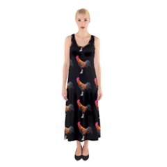 Background Pattern Chicken Fowl Cockerel Livestock Sleeveless Maxi Dress by Ravend