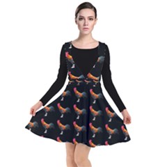 Background Pattern Chicken Fowl Cockerel Livestock Plunge Pinafore Dress by Ravend