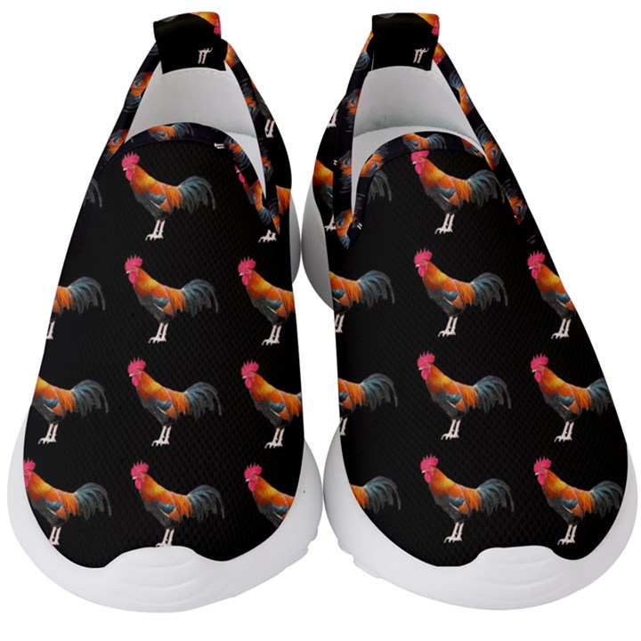 Background Pattern Chicken Fowl Cockerel Livestock Kids  Slip On Sneakers