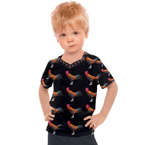 Background Pattern Chicken Fowl Cockerel Livestock Kids  Sports Tee by Ravend