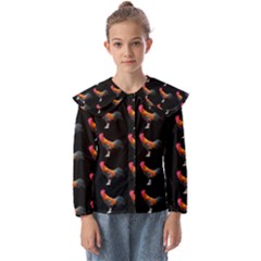 Background Pattern Chicken Fowl Cockerel Livestock Kids  Peter Pan Collar Blouse by Ravend