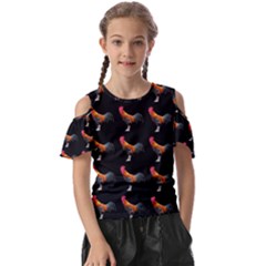 Background Pattern Chicken Fowl Cockerel Livestock Kids  Butterfly Cutout Tee by Ravend