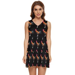 Background Pattern Chicken Fowl Cockerel Livestock Tiered Sleeveless Mini Dress by Ravend