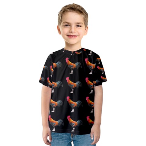 Background Pattern Chicken Fowl Cockerel Livestock Kids  Sport Mesh Tee by Ravend