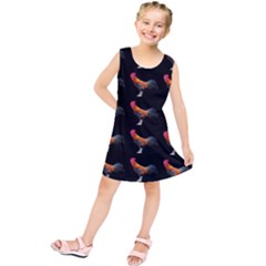 Background Pattern Chicken Fowl Cockerel Livestock Kids  Tunic Dress by Ravend