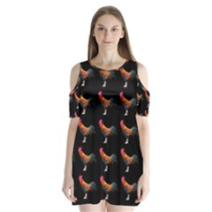 Background Pattern Chicken Fowl Cockerel Livestock Shoulder Cutout Velvet One Piece by Ravend