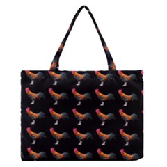 Background Pattern Chicken Fowl Cockerel Livestock Zipper Medium Tote Bag by Ravend