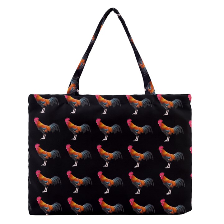 Background Pattern Chicken Fowl Cockerel Livestock Zipper Medium Tote Bag