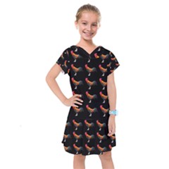 Background Pattern Chicken Fowl Cockerel Livestock Kids  Drop Waist Dress